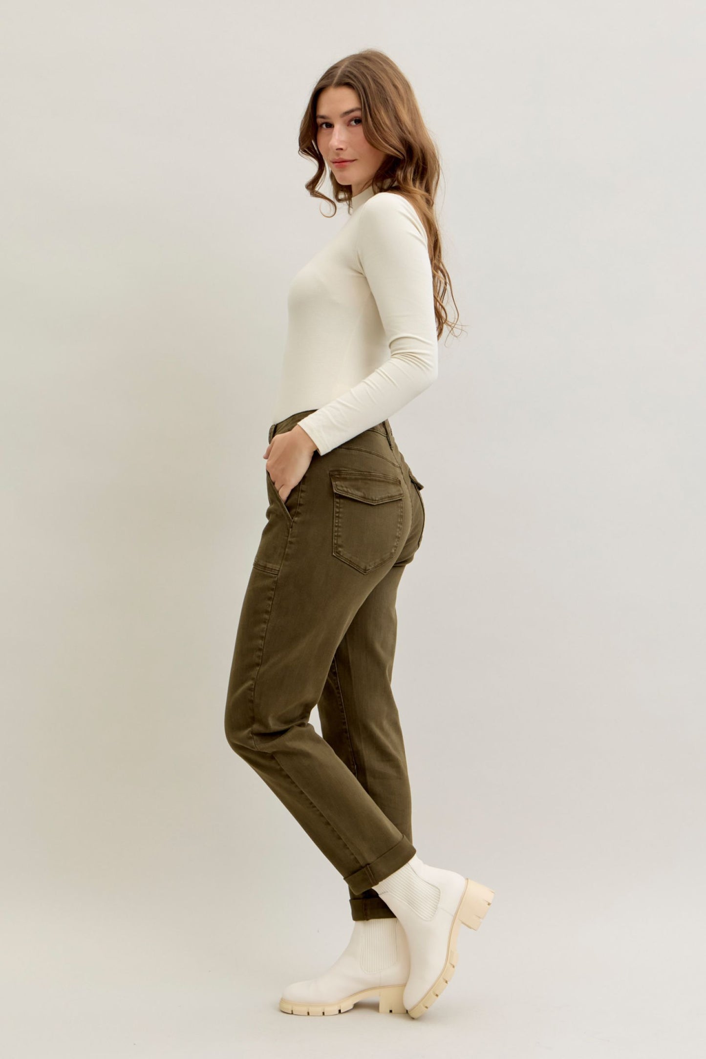 Judy Blue High Waist Forest Weekender Cuffed Jeans 881009