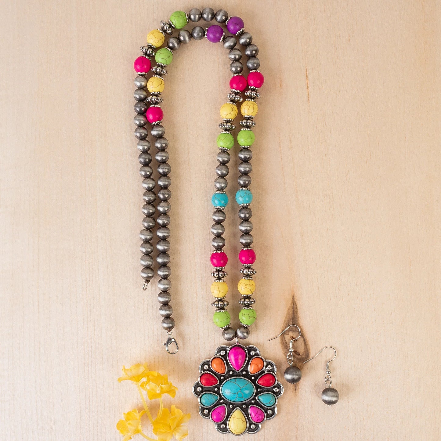 Multi Squash Blossom Necklace & Bracelet Set