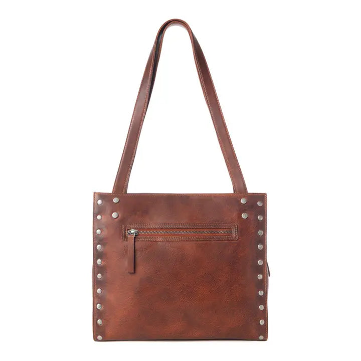 Myra Zidana Aria Amethyst Veg Tanned Leather Tote Bag in Vintage Red