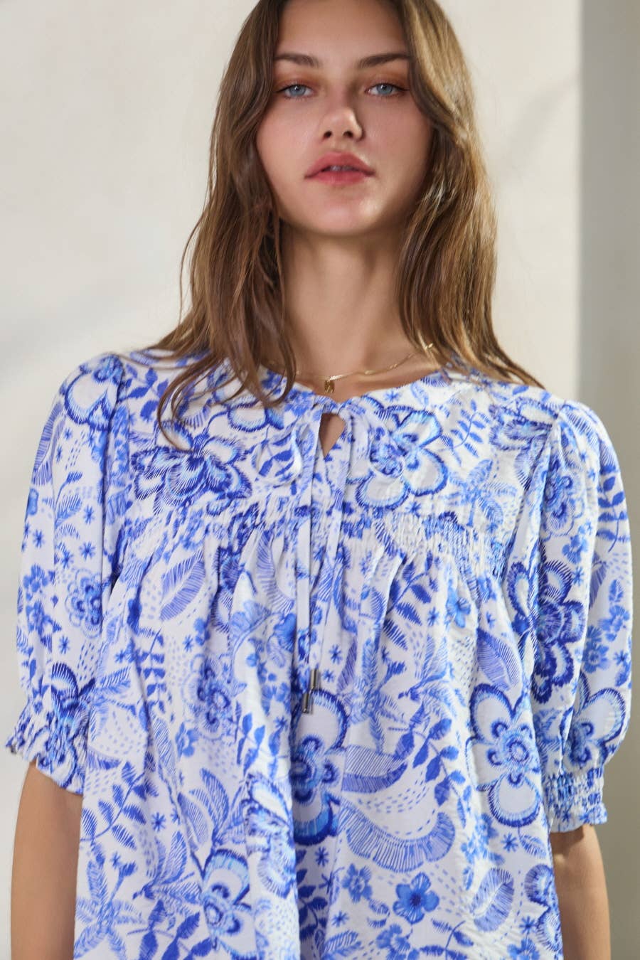 Summer Resort Printed Short Sleeve Blouse