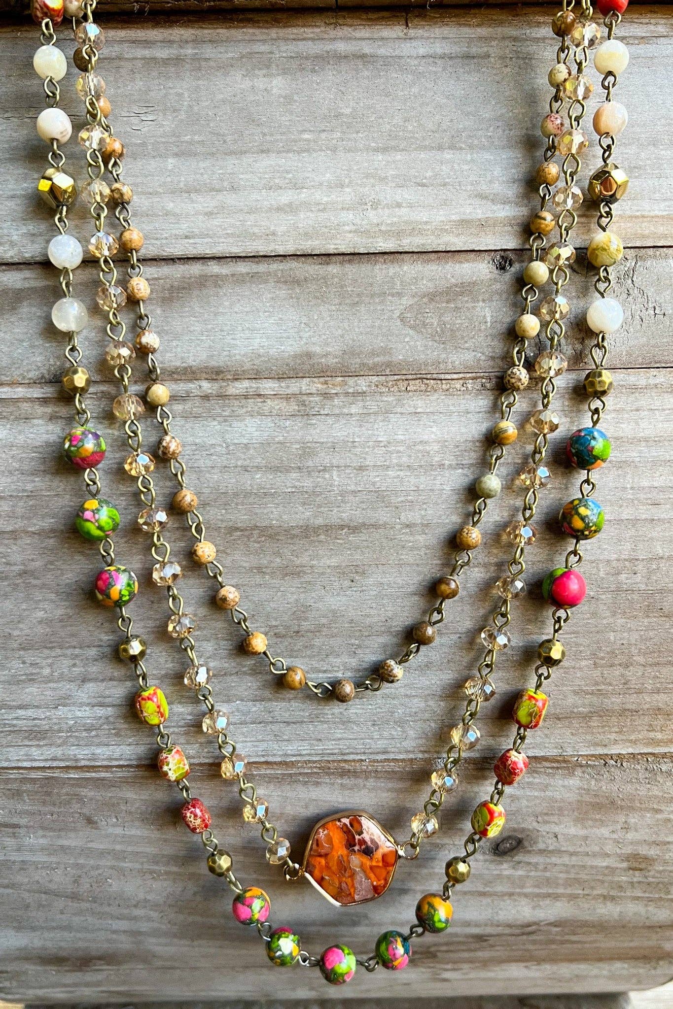 Janet Orange Necklace, Earring and Bracelet Set