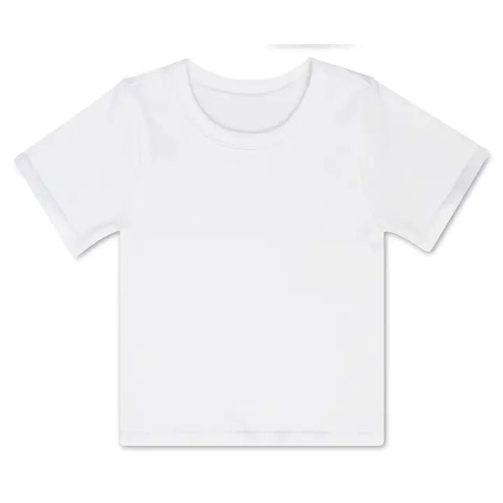 White Ribbed Short Sleeve Girls Shirt