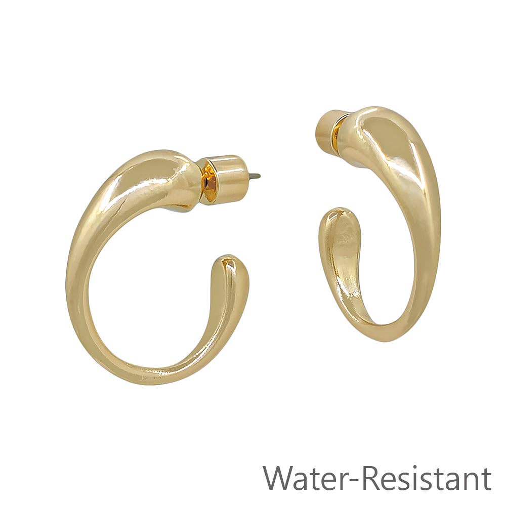 Gold 1" Volumed Textured Hoop Earring