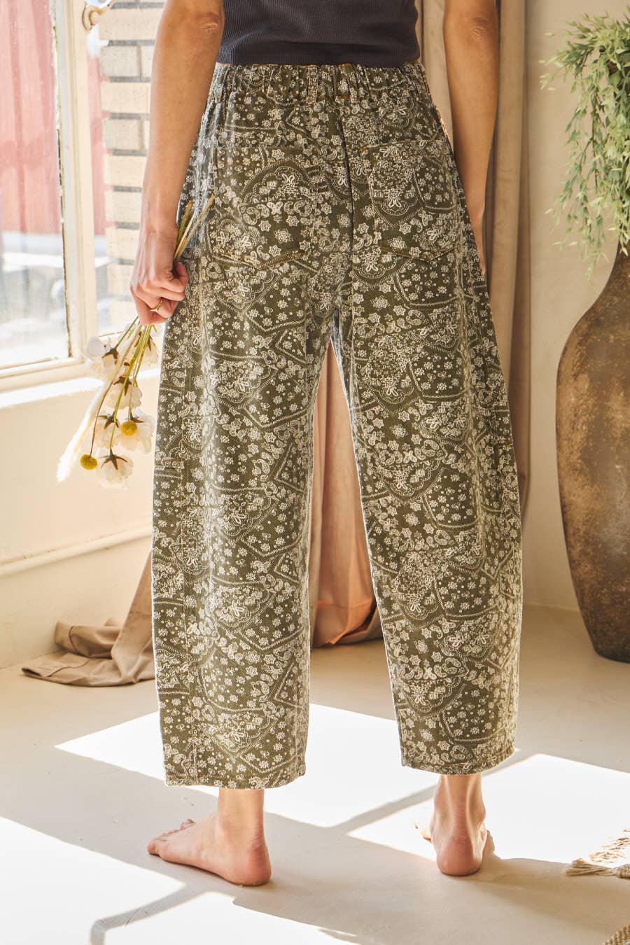 Washed Denim Paisley Printed Denim