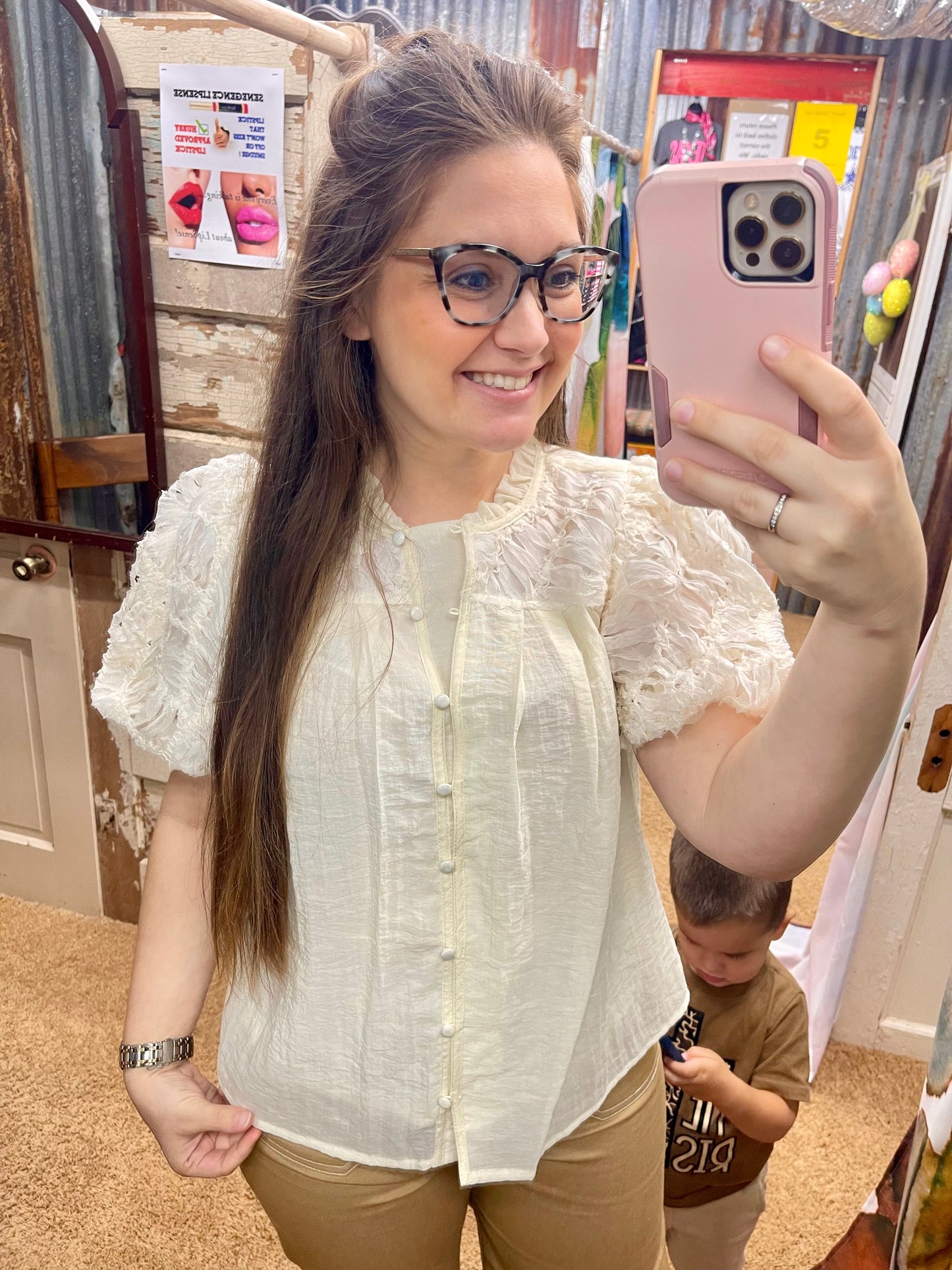 Shaggy Puff Sleeve Blouse