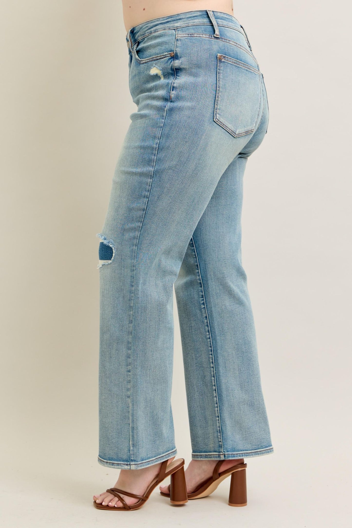 Judy Blue High Waist & Knee Patch Straight Jean 88928