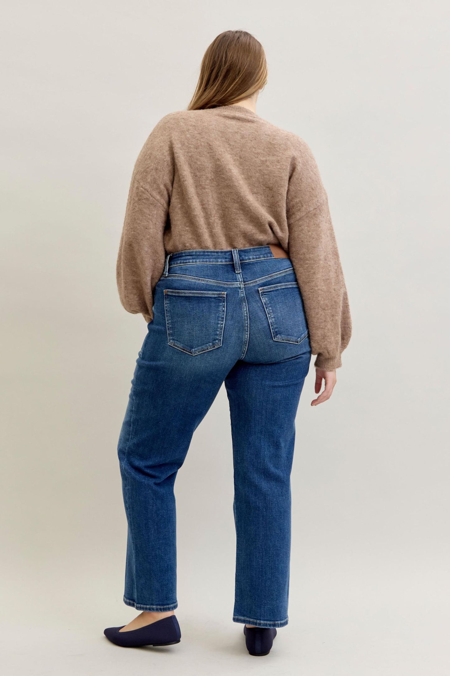 Judy Blue Mid Rise 90's Straight Front Patch Double Pocket 82680