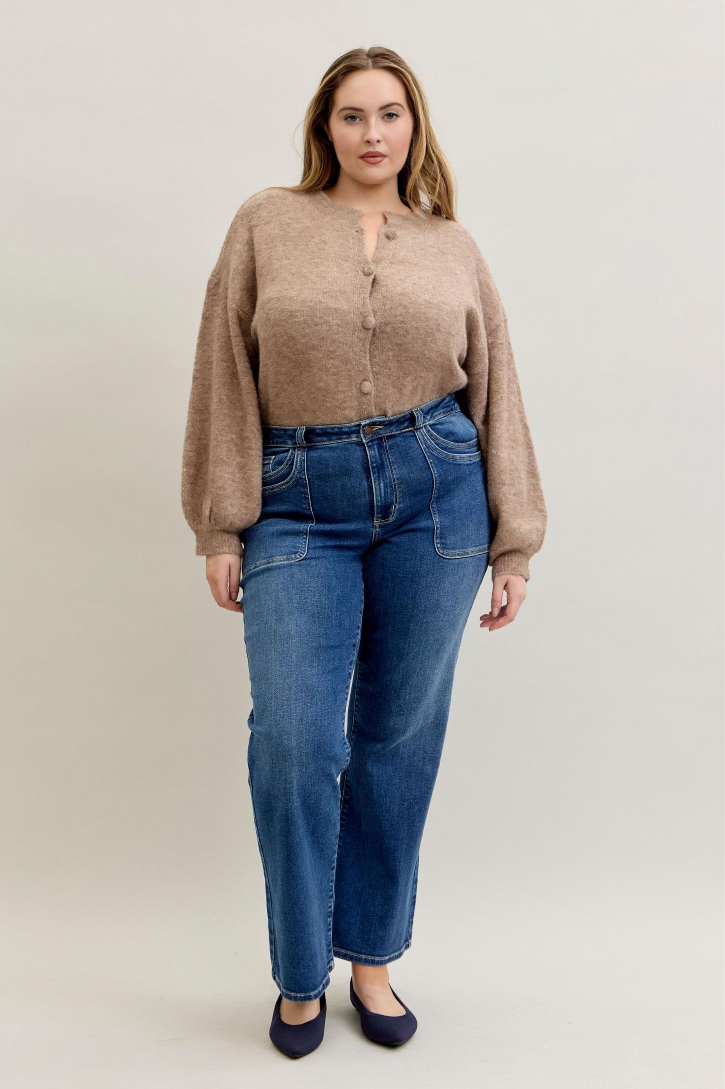 Judy Blue Mid Rise 90's Straight Front Patch Double Pocket 82680
