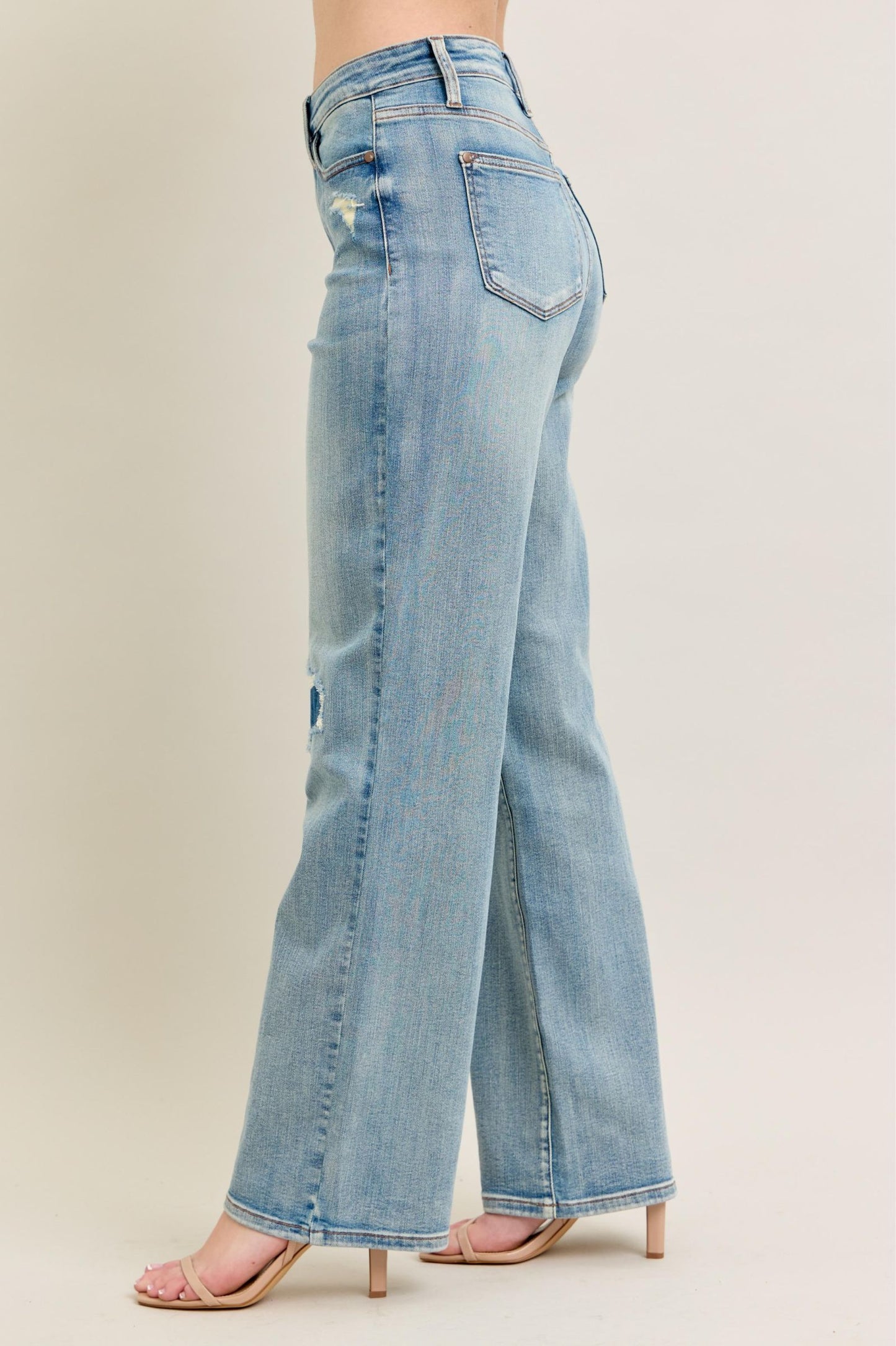 Judy Blue High Waist & Knee Patch Straight Jean 88928