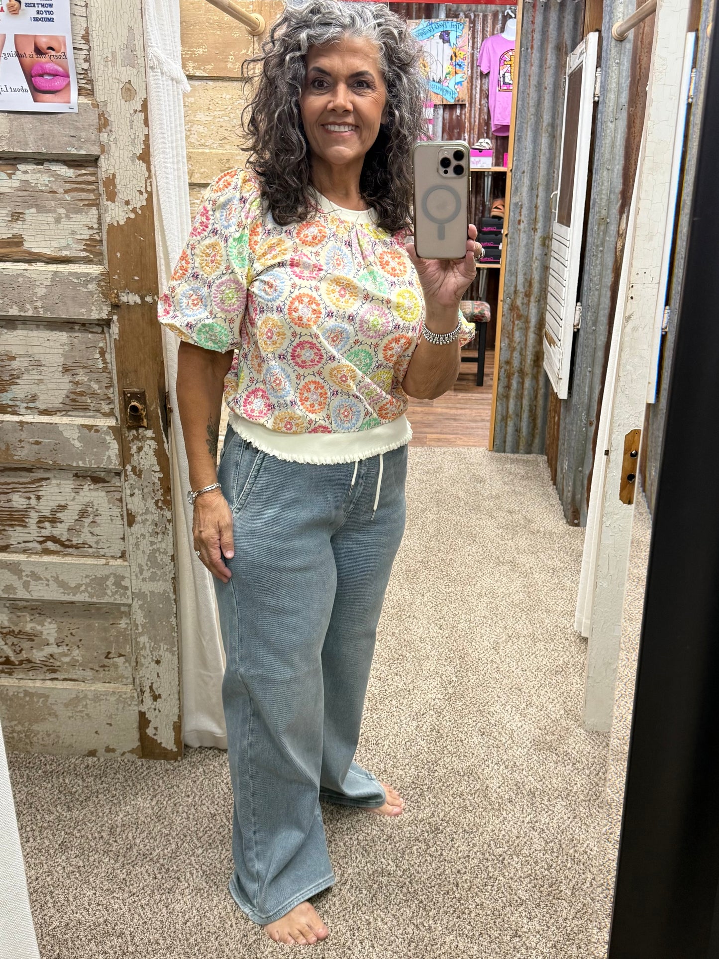 Judy Blue HW WILHELMINA Baggy MD Aged Stone Blue (Knit Indigo) 881127