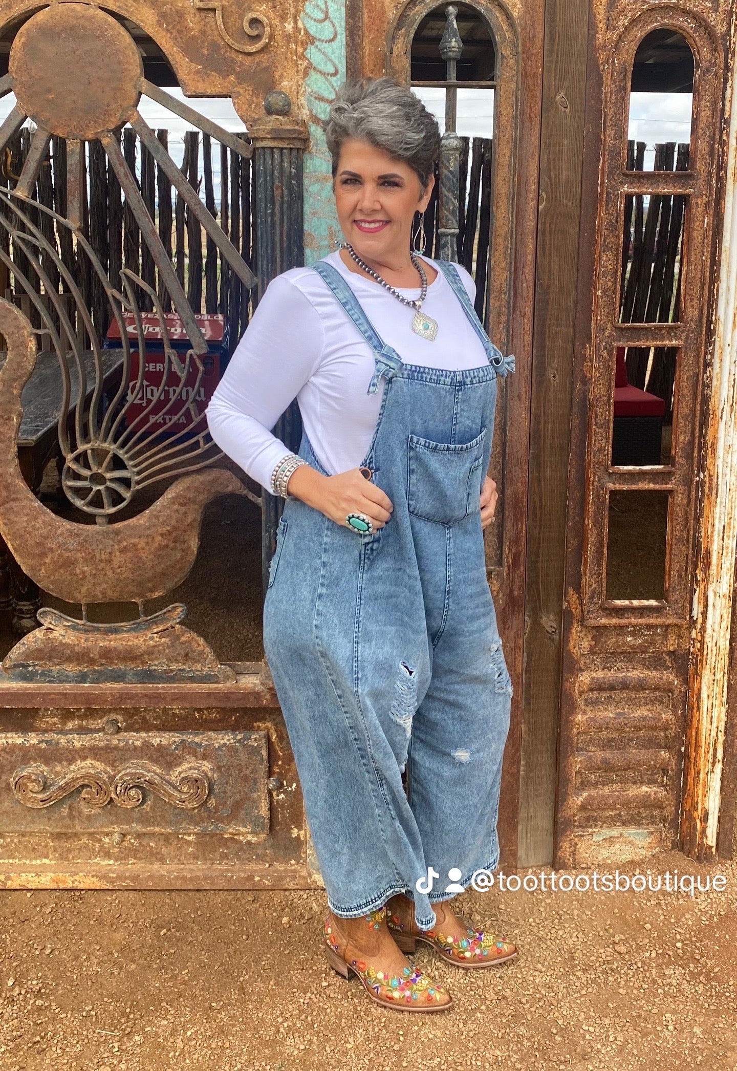 Grunge Denim Distressed Overalls