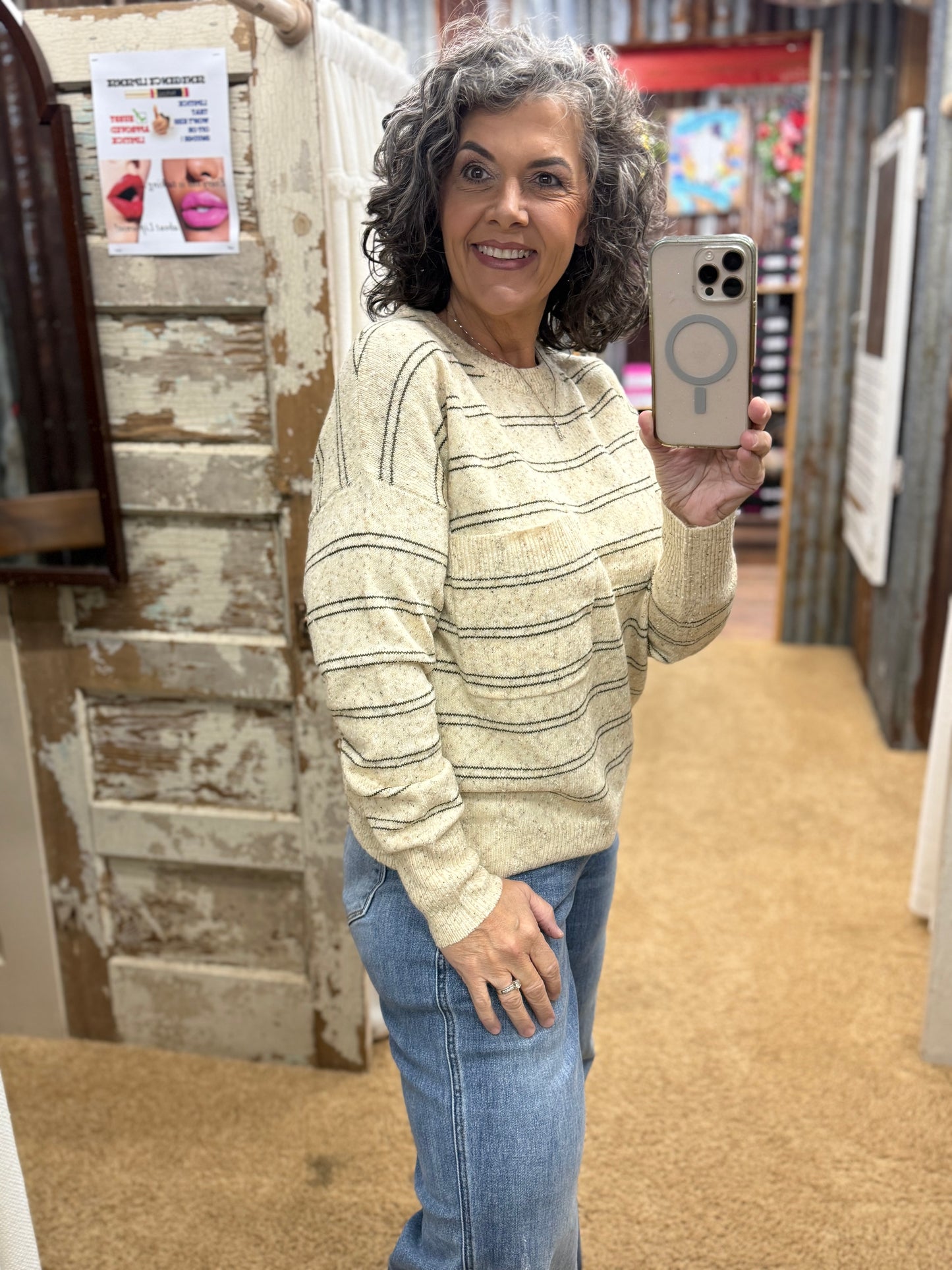 Taupe Sprinkled Yarn Sweater