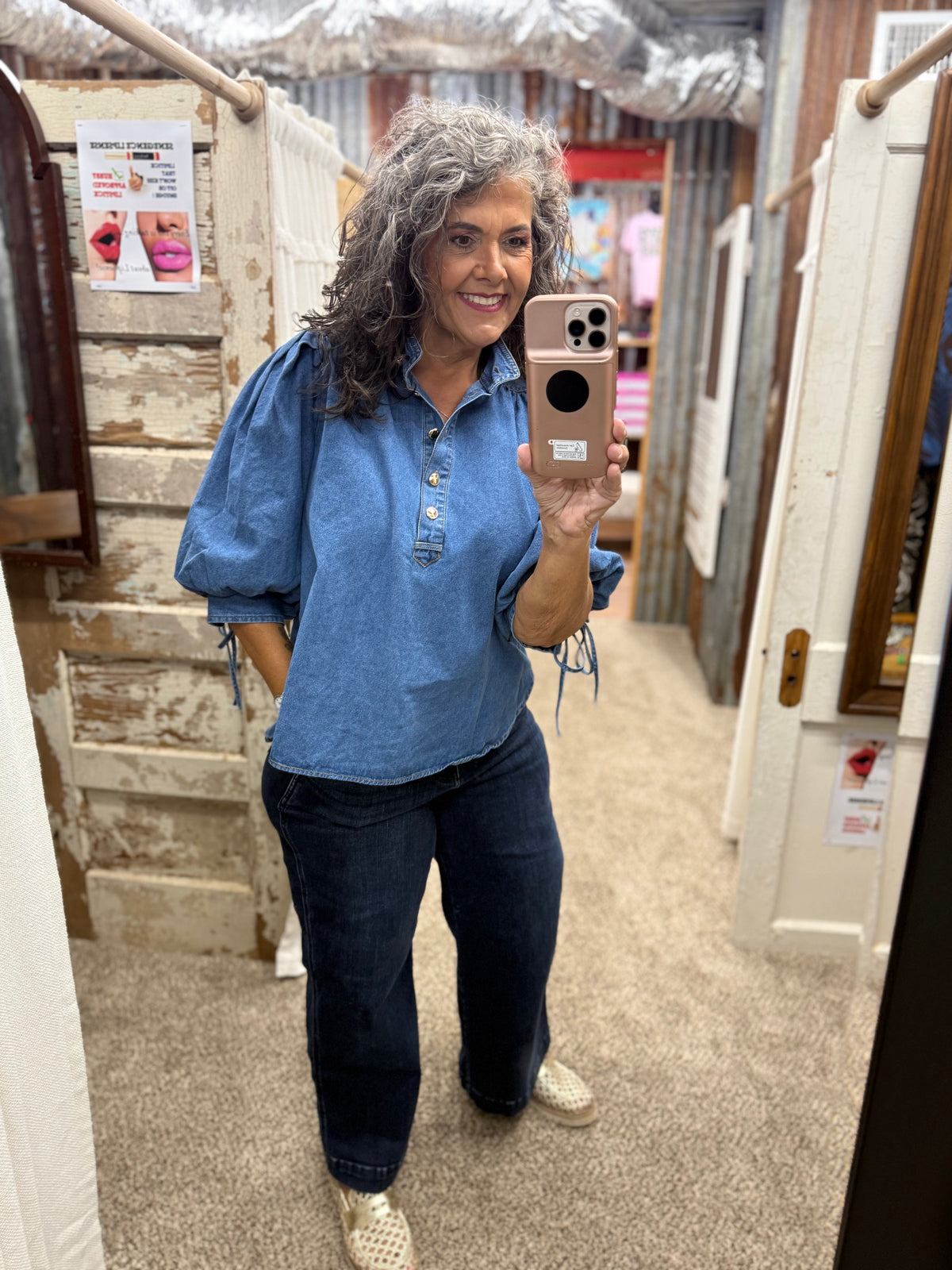 Entro Denim 3/4 Sleeve Top
