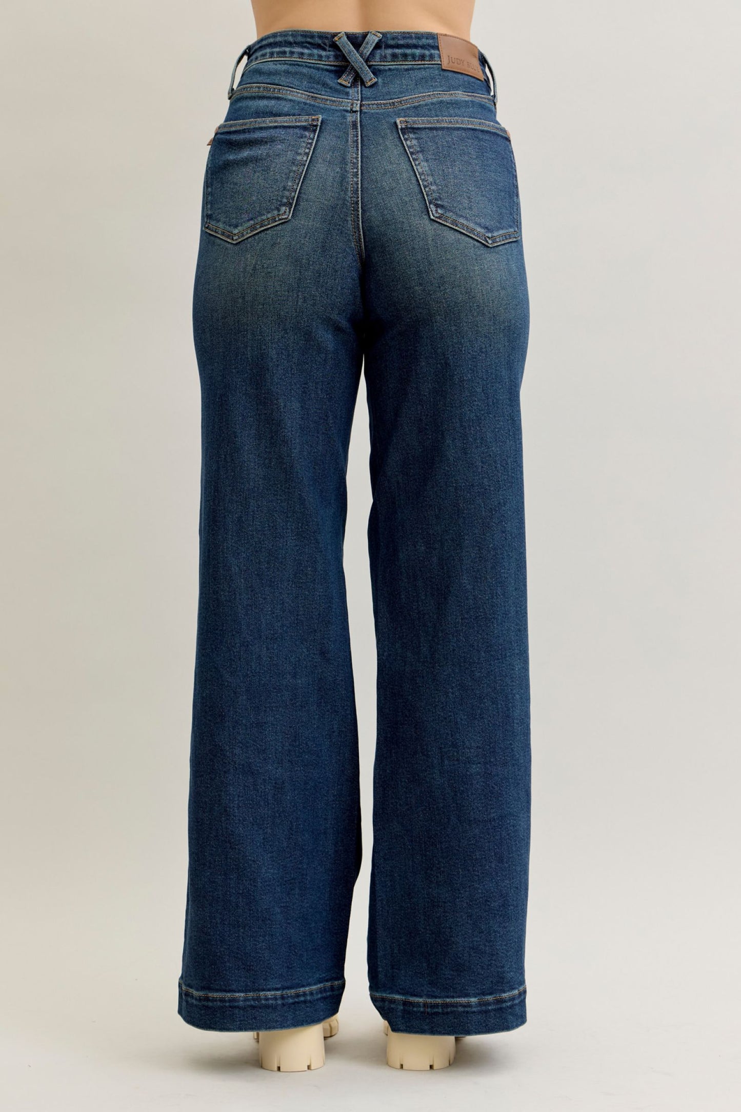 Judy Blue High Waist Retro Wide Tummy Control Front Welt Pockets 881023