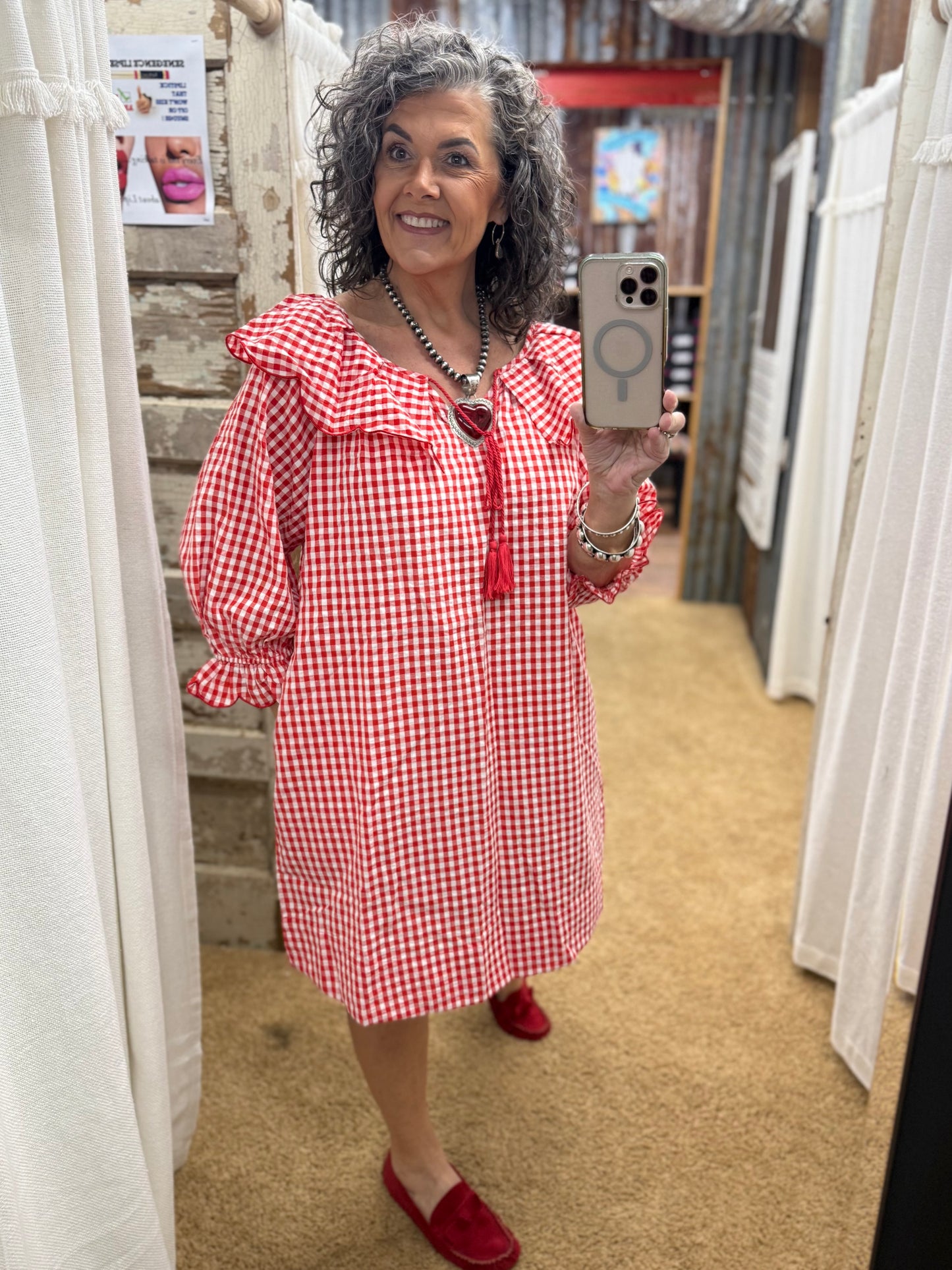 GINGHAM SEERSUCKER DRESS