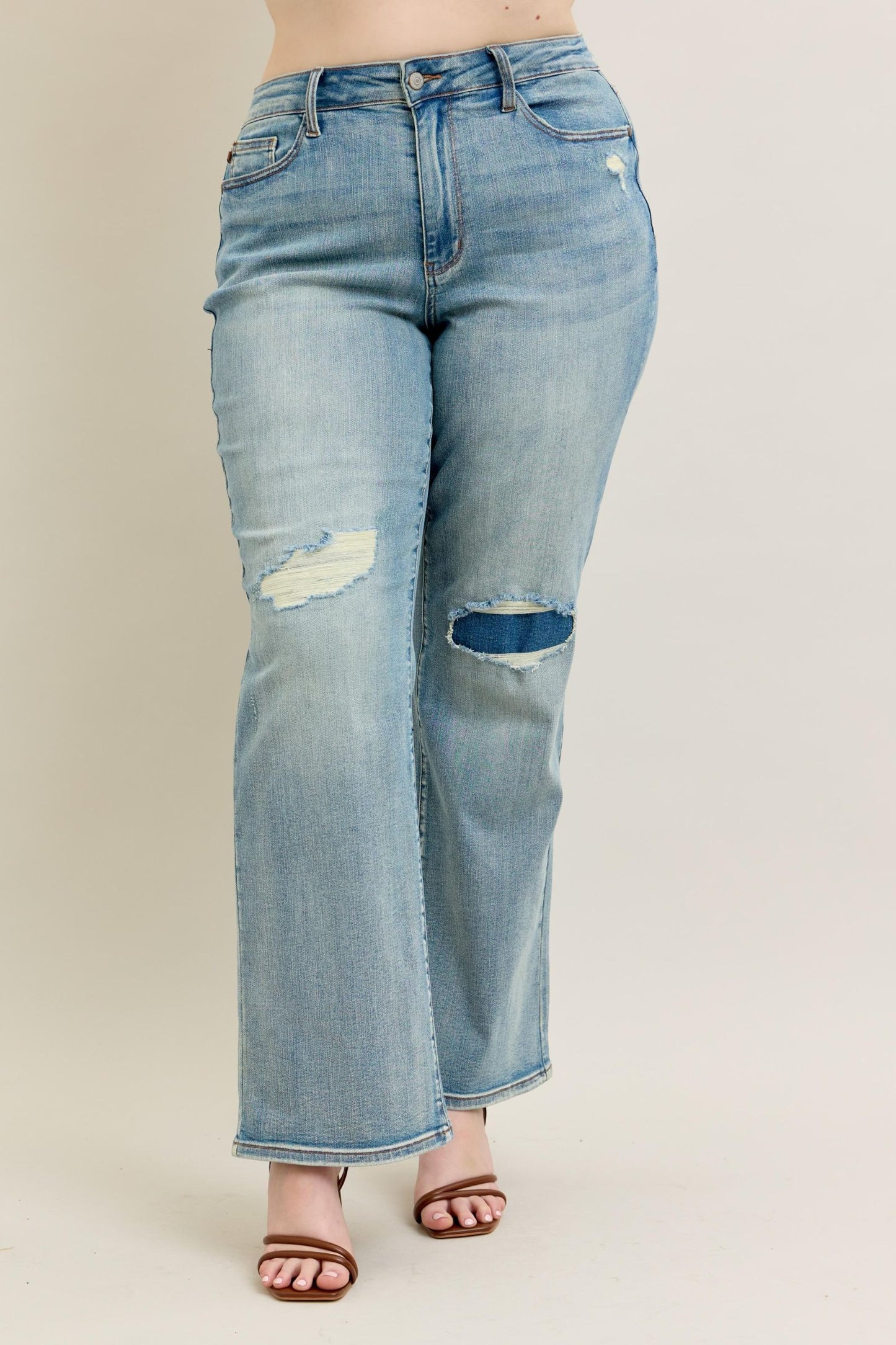 Judy Blue High Waist & Knee Patch Straight Jean 88928