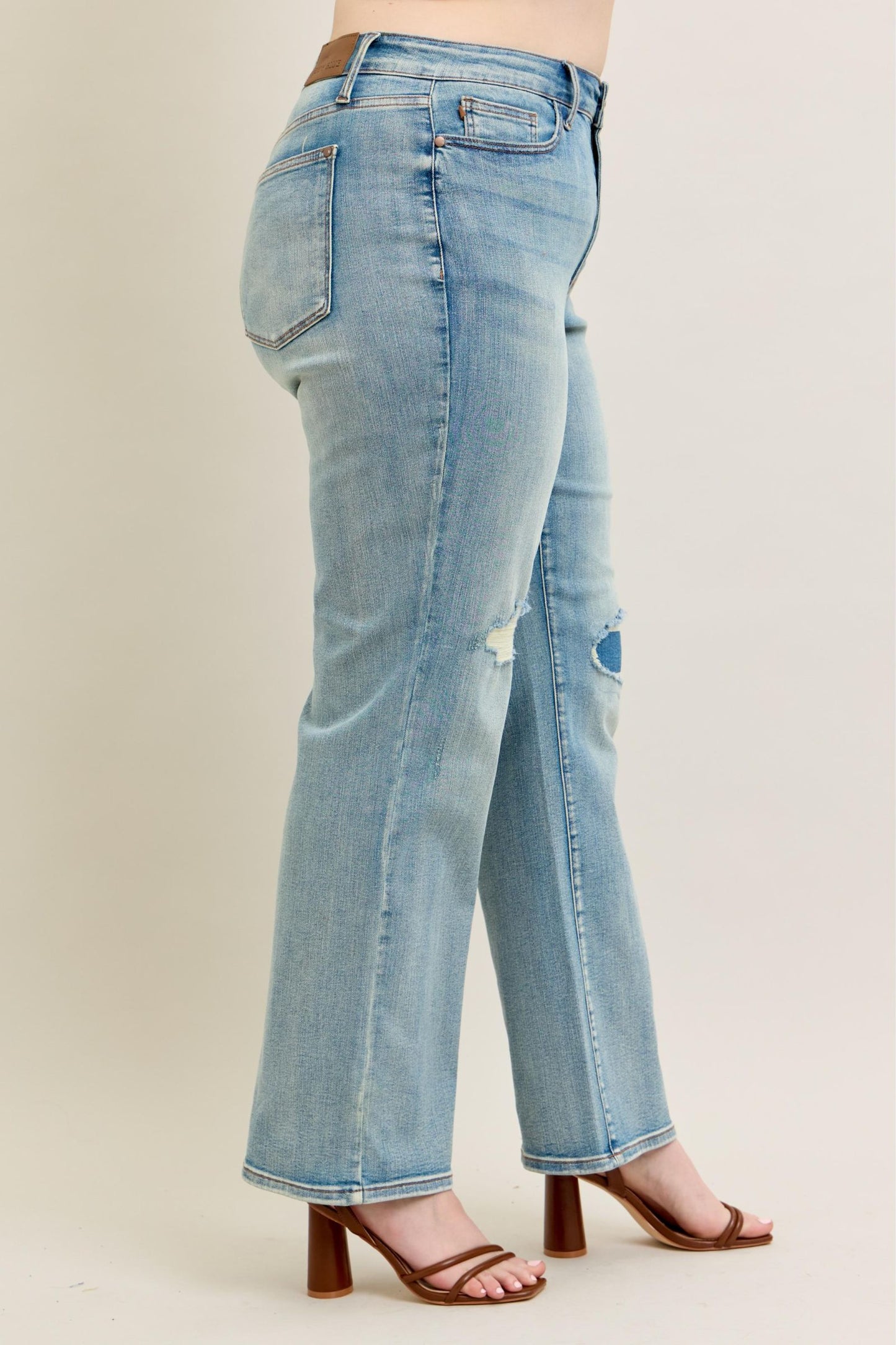 Judy Blue High Waist & Knee Patch Straight Jean 88928