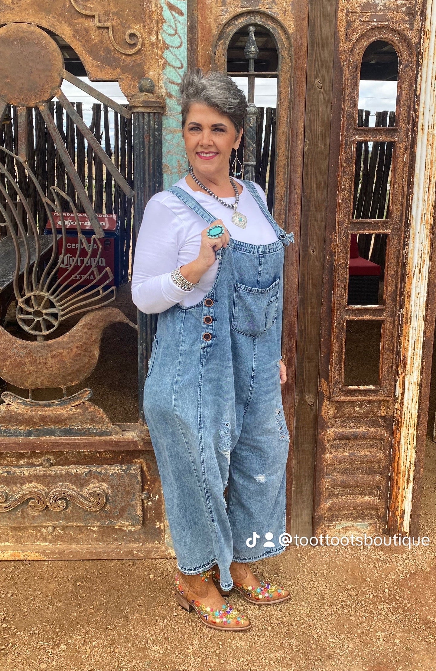 Grunge Denim Distressed Overalls