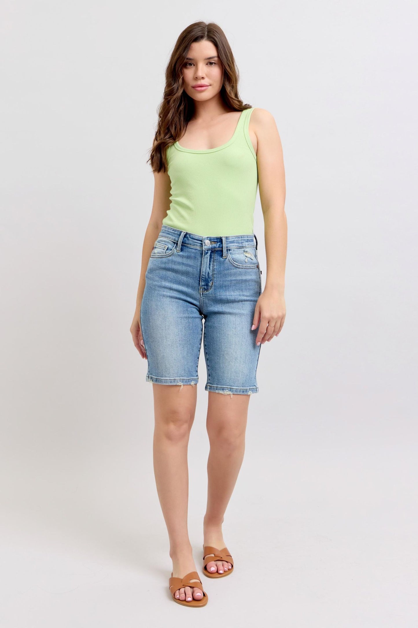 Judy Blue High Waist Vintage Wash Bermuda Shorts 152101