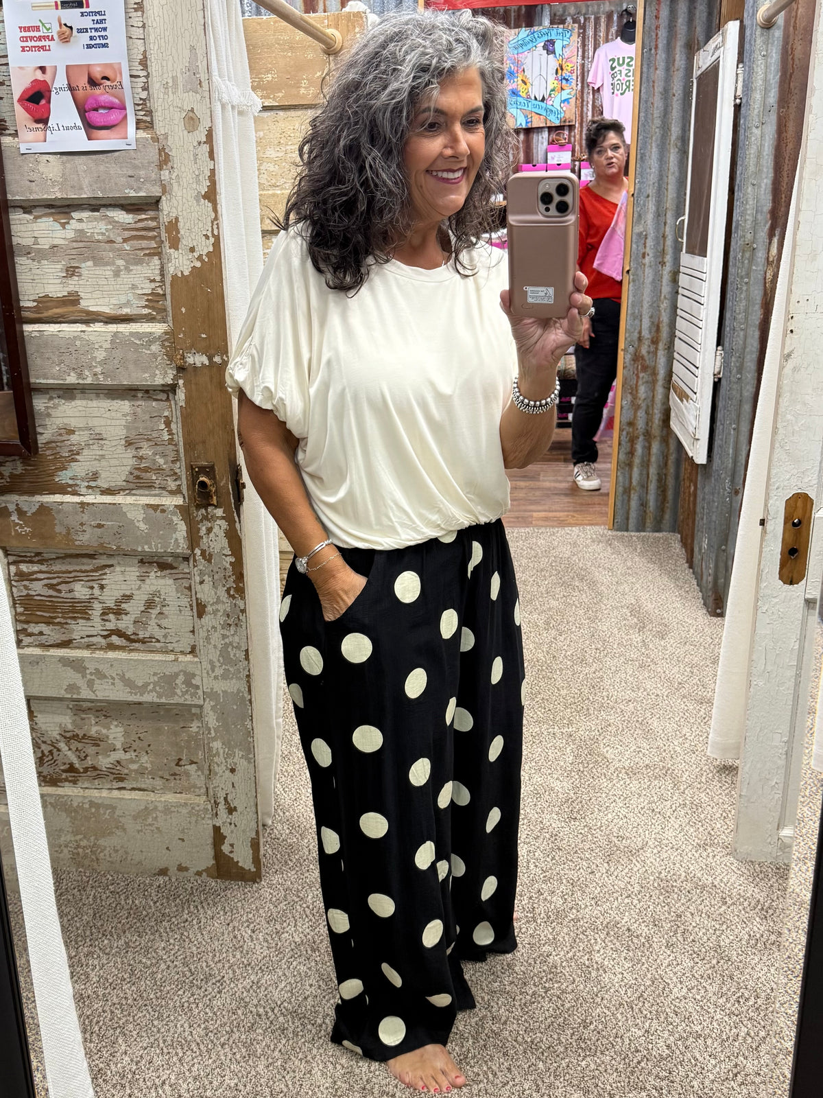 UMGEE Ivory Double Lined Bubble Sleeve & Hem Top