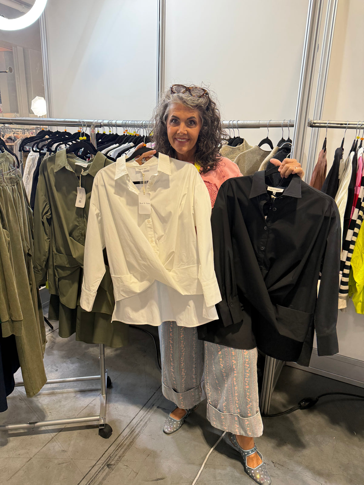 Brad & Rena Draped Oversized Tunic Top - White