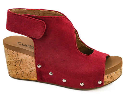 Frisky in Dark Red Faux Suede by Corkys
