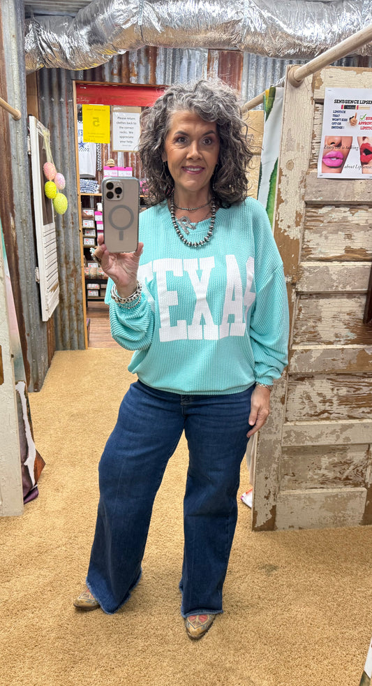 Texas Aqua Urban Ribbed Pullover