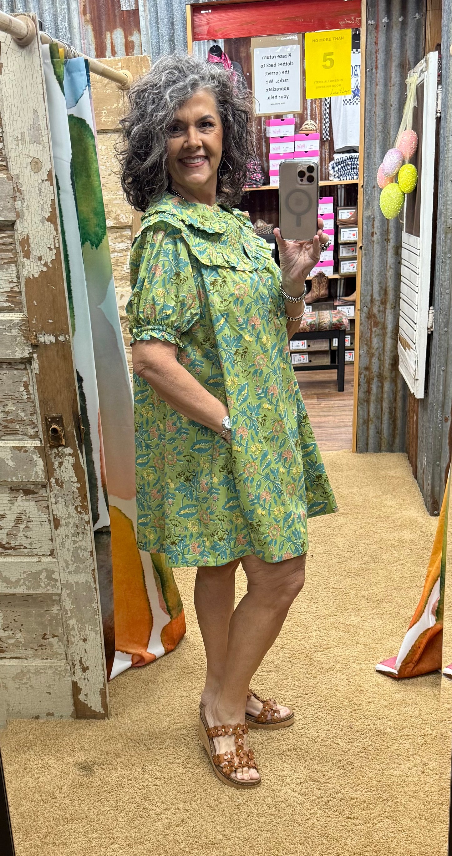 Sage Floral Dress