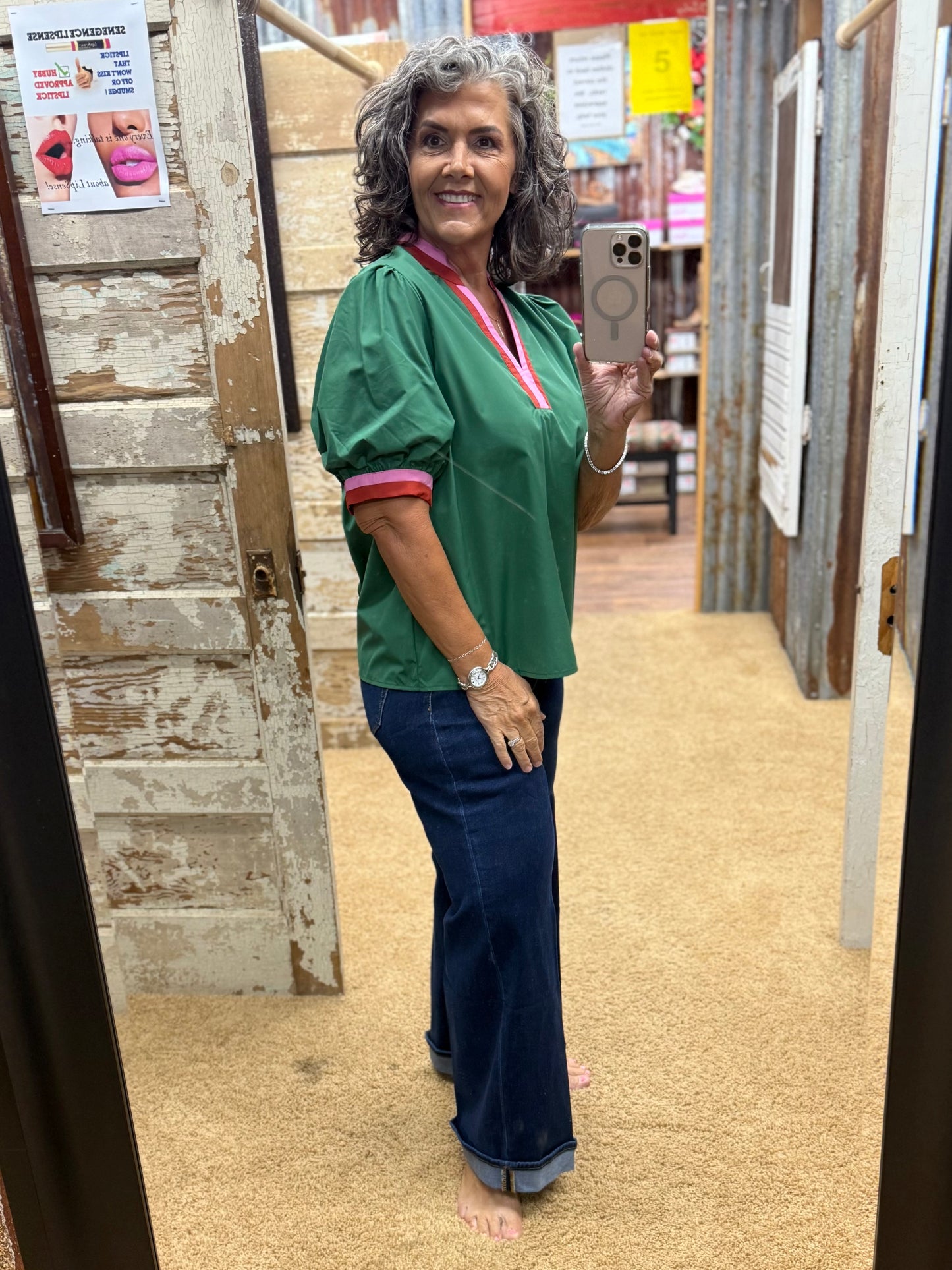 Hunter Green Blouse by Entro