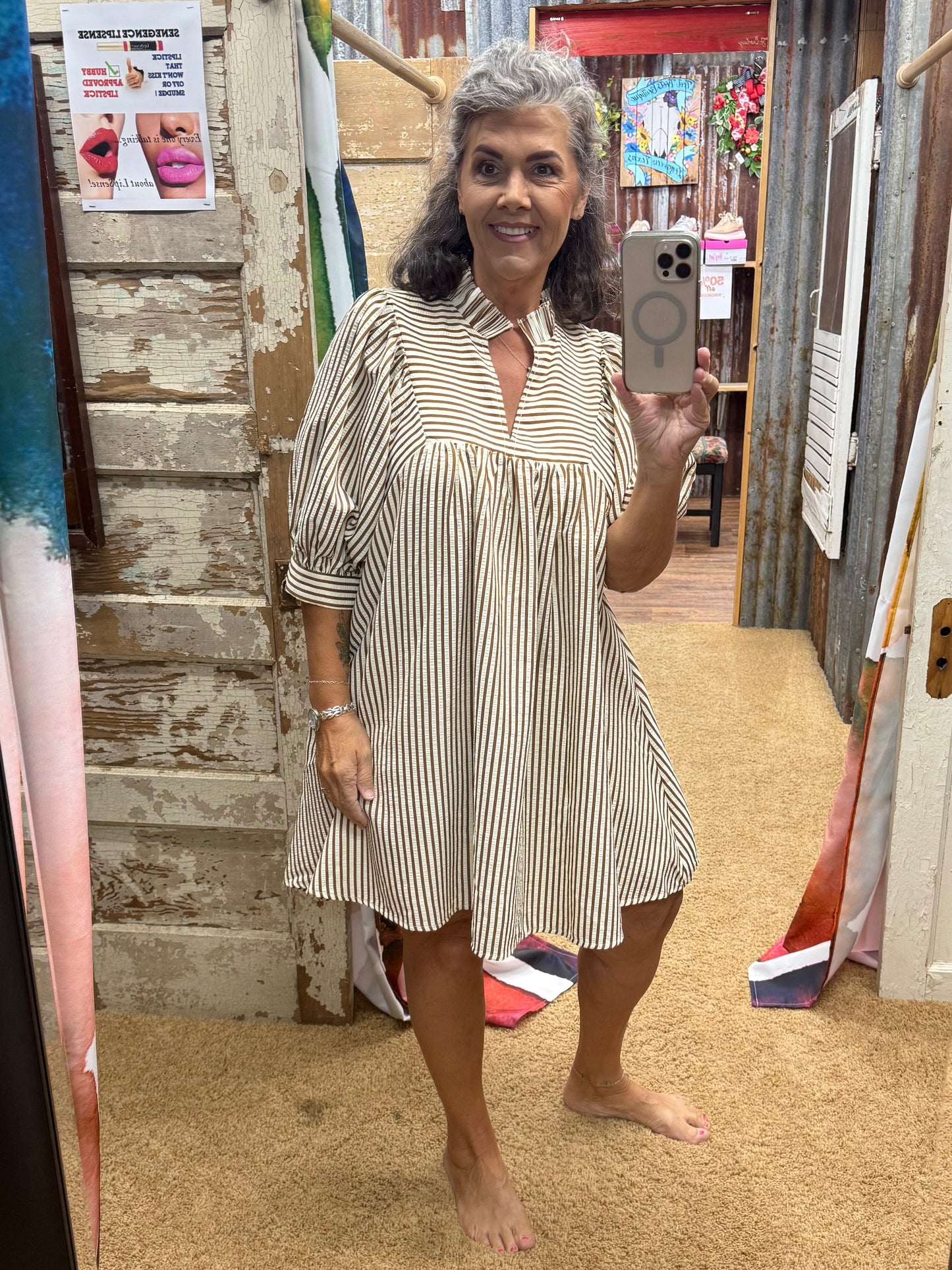 Brown Striped Dress by Entro