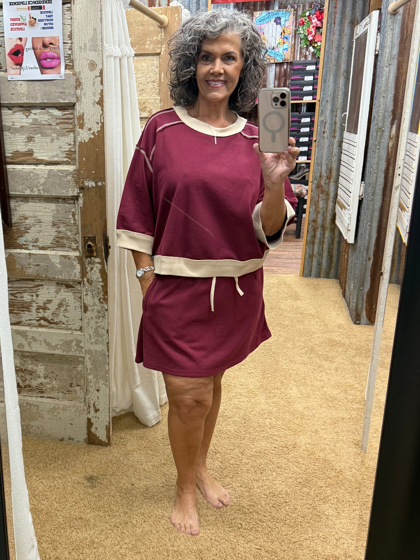 The Makenzie Burgandy Skort & Top Set