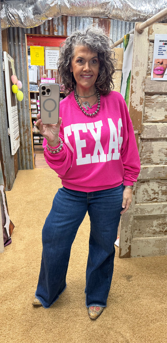 Texas Fuchsia Urban Ribbed Pullover