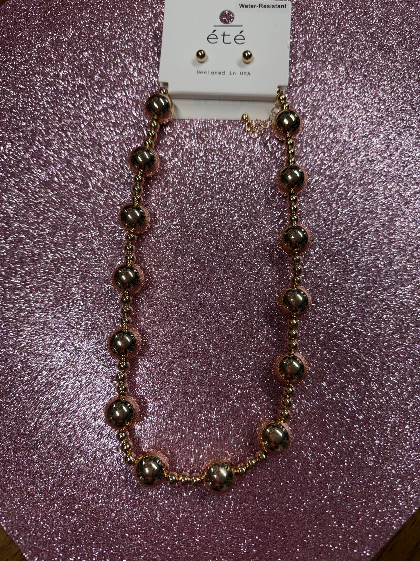 Gold 14mm Water Resistant Neckace Set