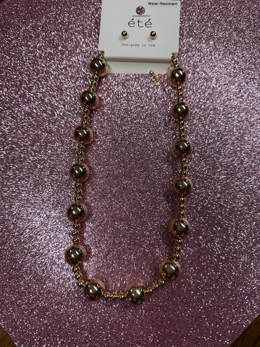 Gold 14mm Water Resistant Neckace Set