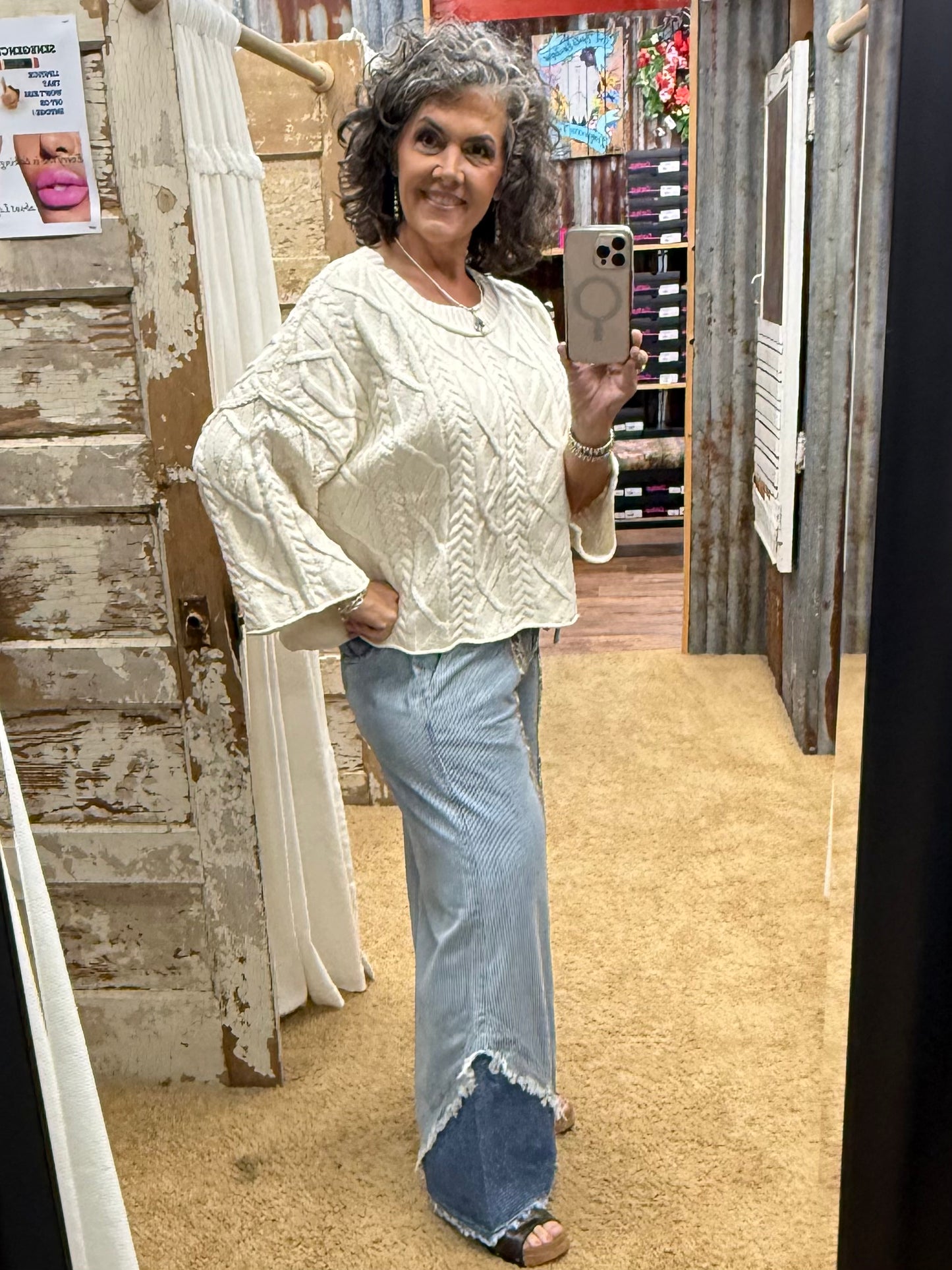 BOHO Stripe Denim Wide Leg Pants by POL