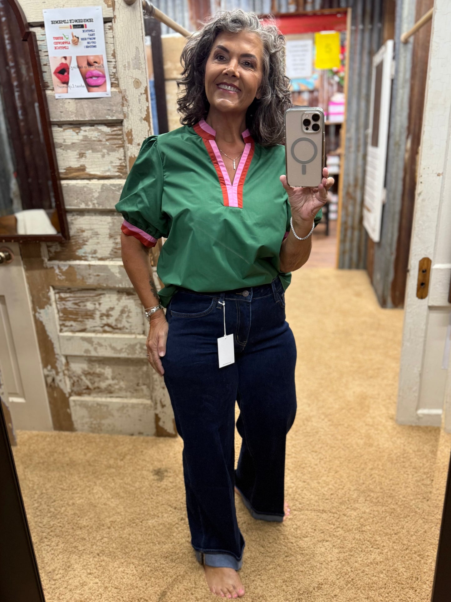 Hunter Green Blouse by Entro