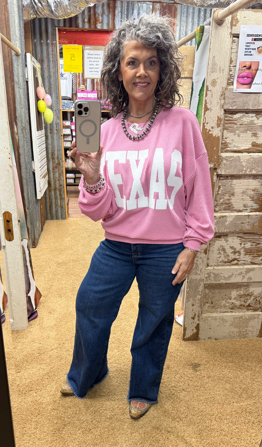 Texas Pink Urban Ribbed Pullover