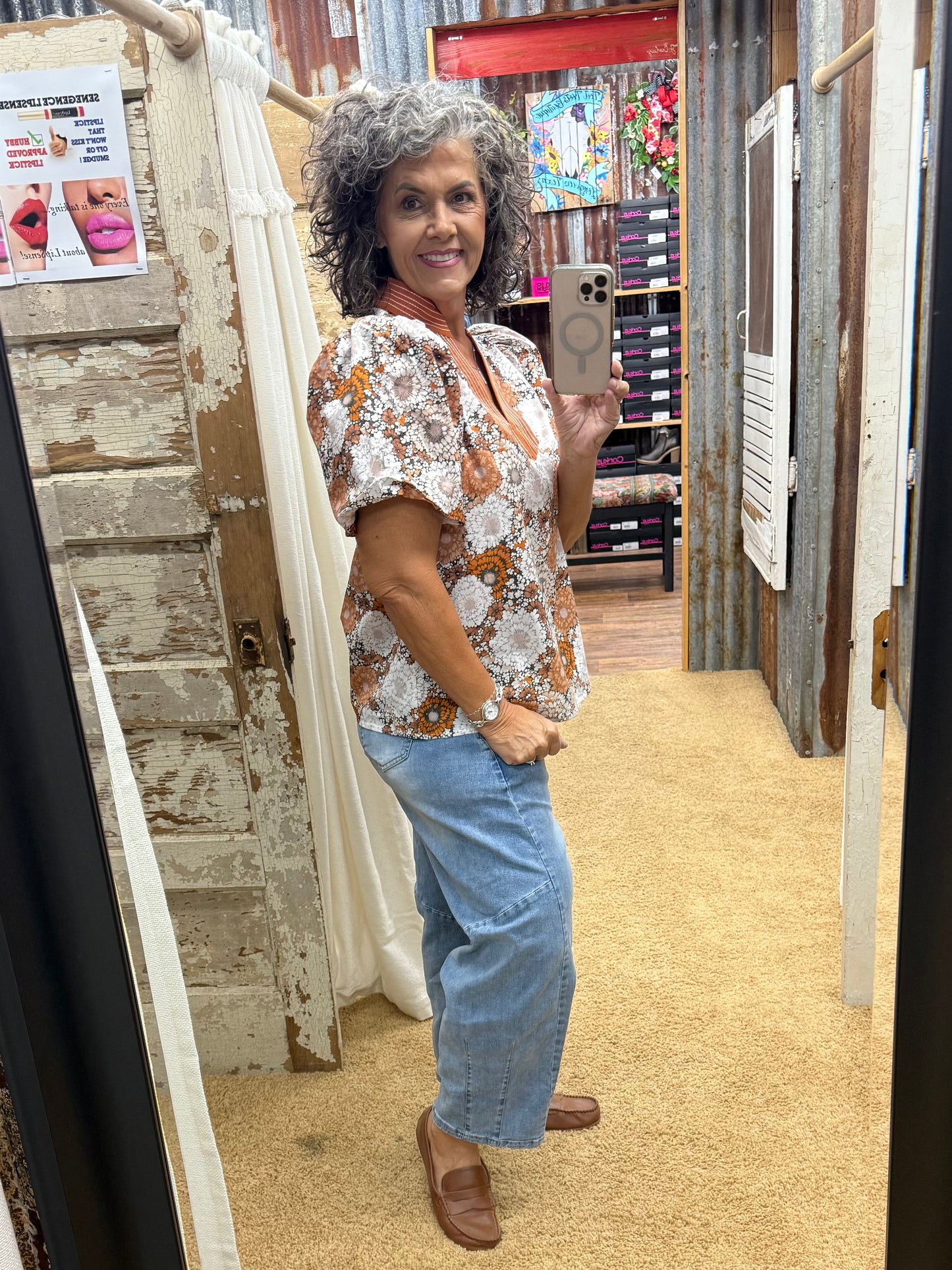 Rust Combo Blouse by Entro