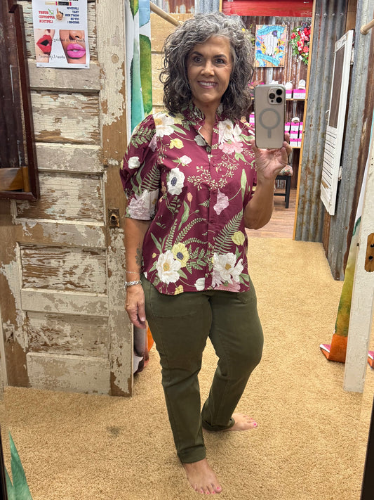 Merlot Floral Blouse
