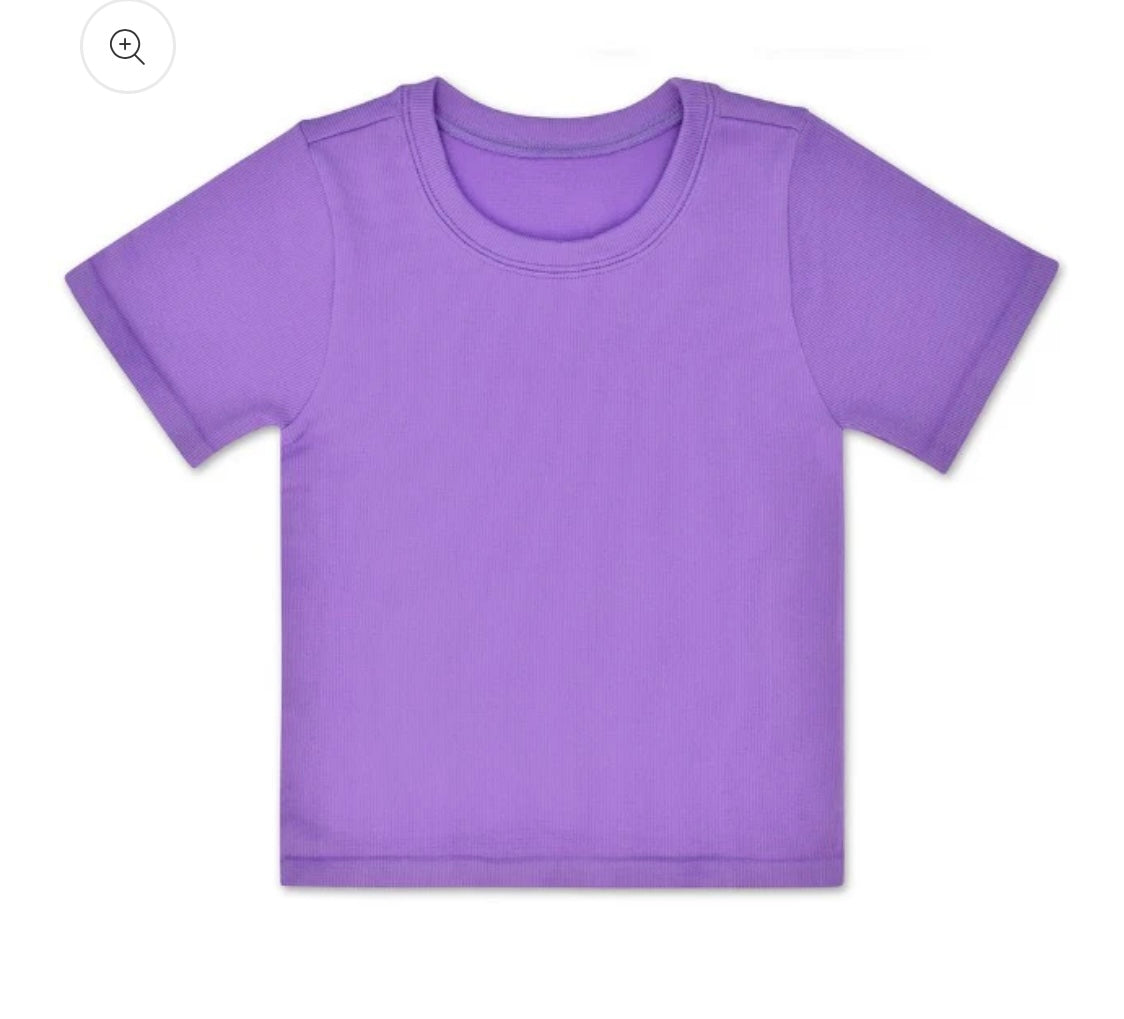 Violet Ribbed Short Sleeve Girls Shirt