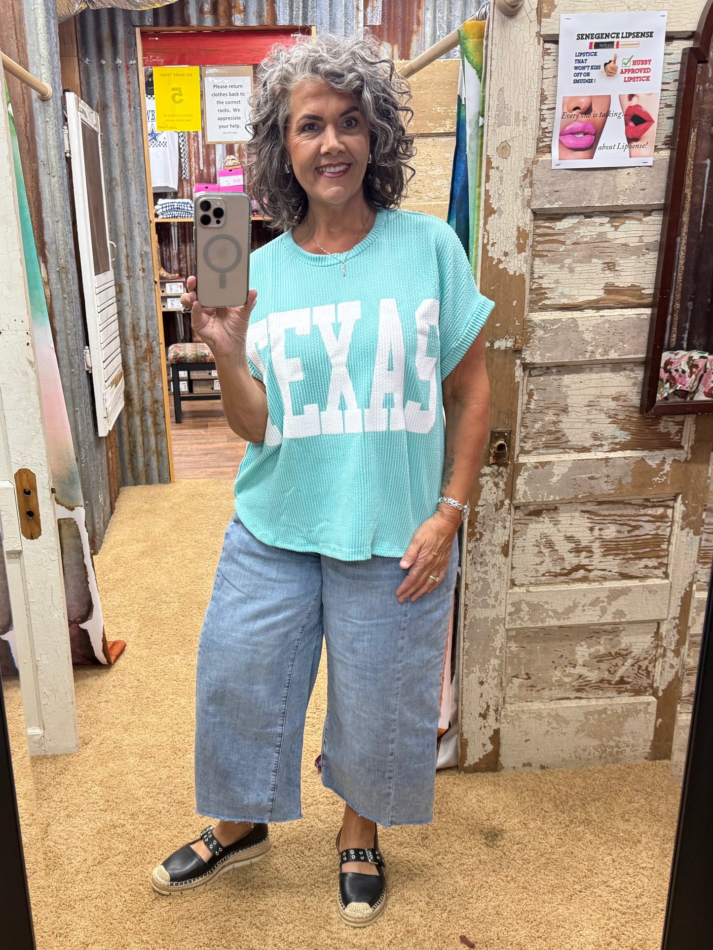 Texas Aqua Urban Ribbed S/S Top