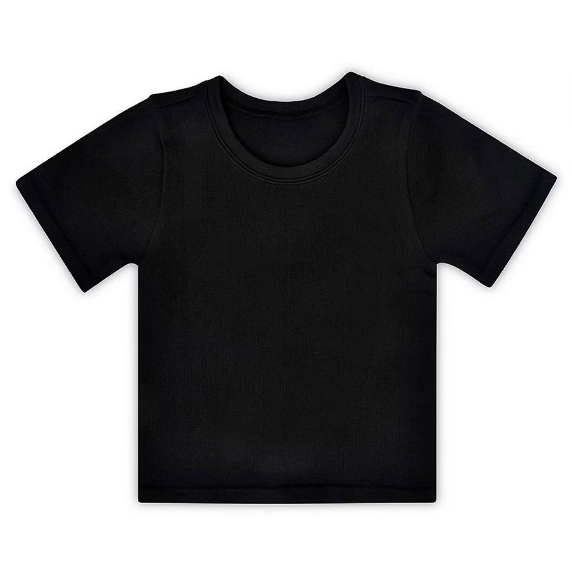 Black Ribbed Short Sleeve Girls Shirt