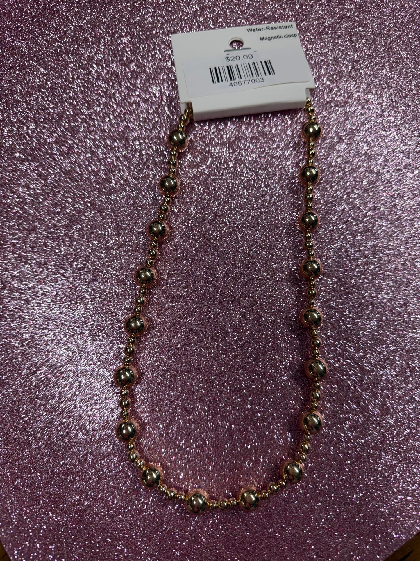 Gold 10mm Water Resistant Neckace