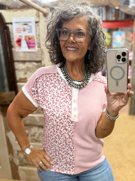 Fondant Pink Henley Top