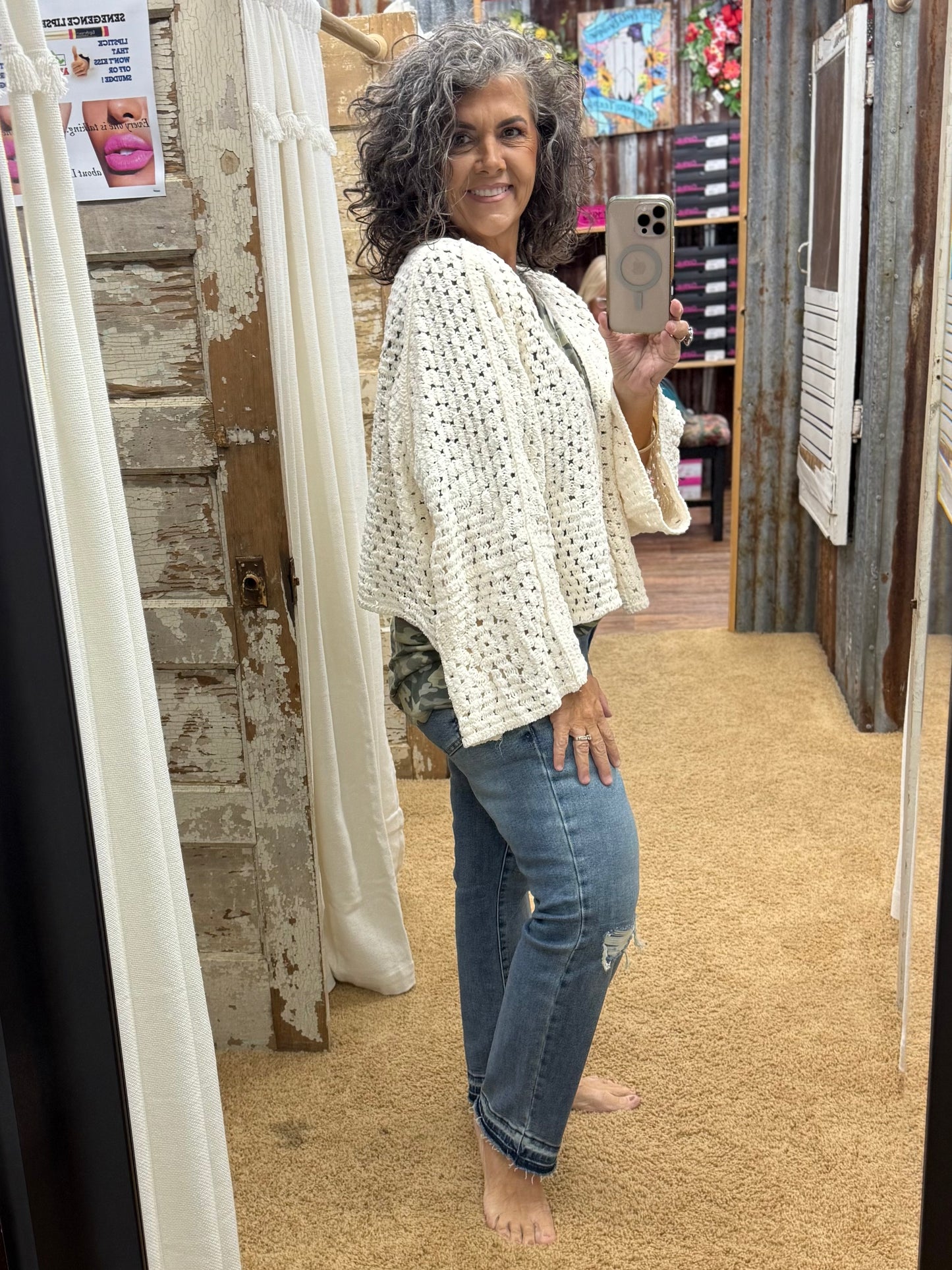 Cream Chenille Cardigan