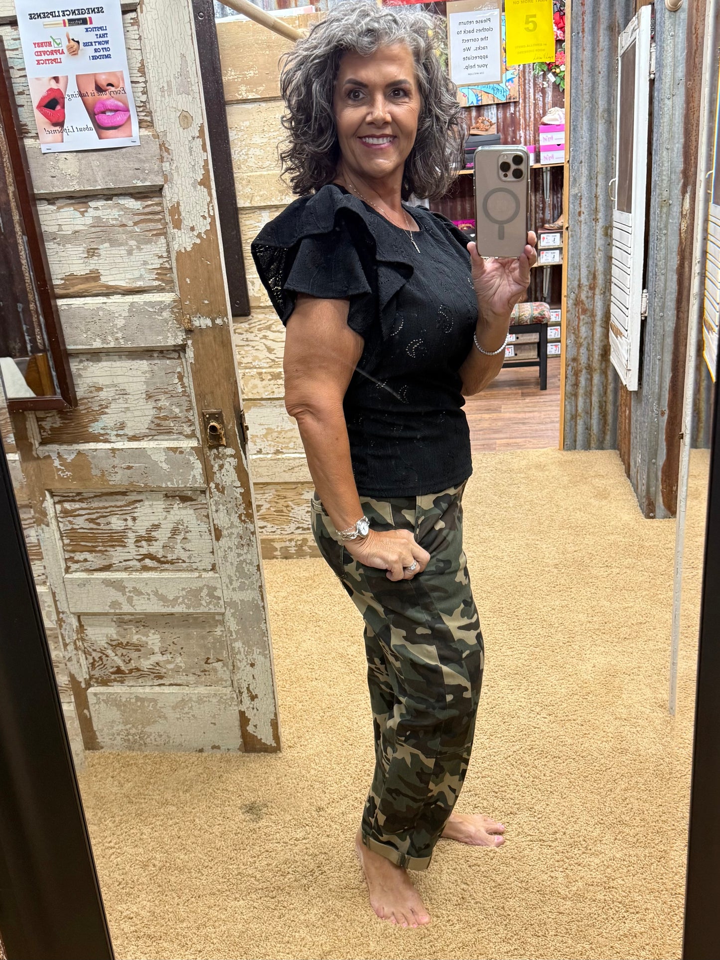 RISEN CAMOUFLAGE BARREL JEANS