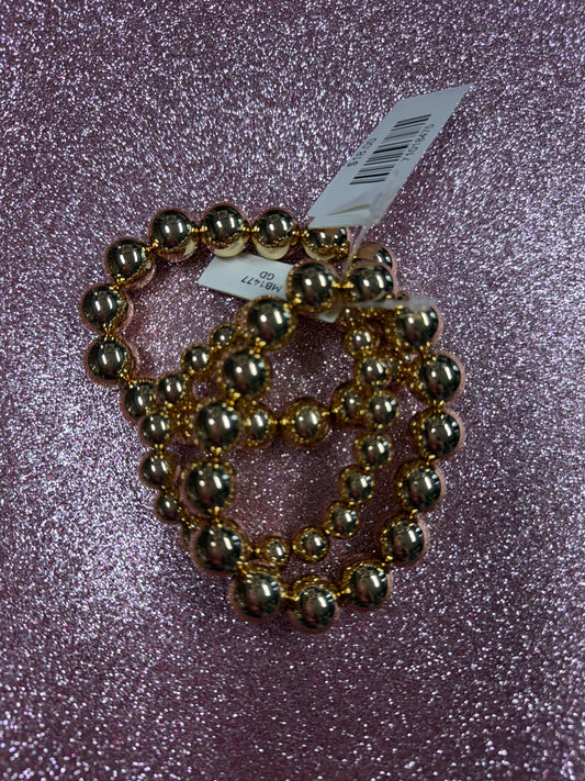 Gold Large 14mm Water Resistant Stetchy Bracelet Set 3pc