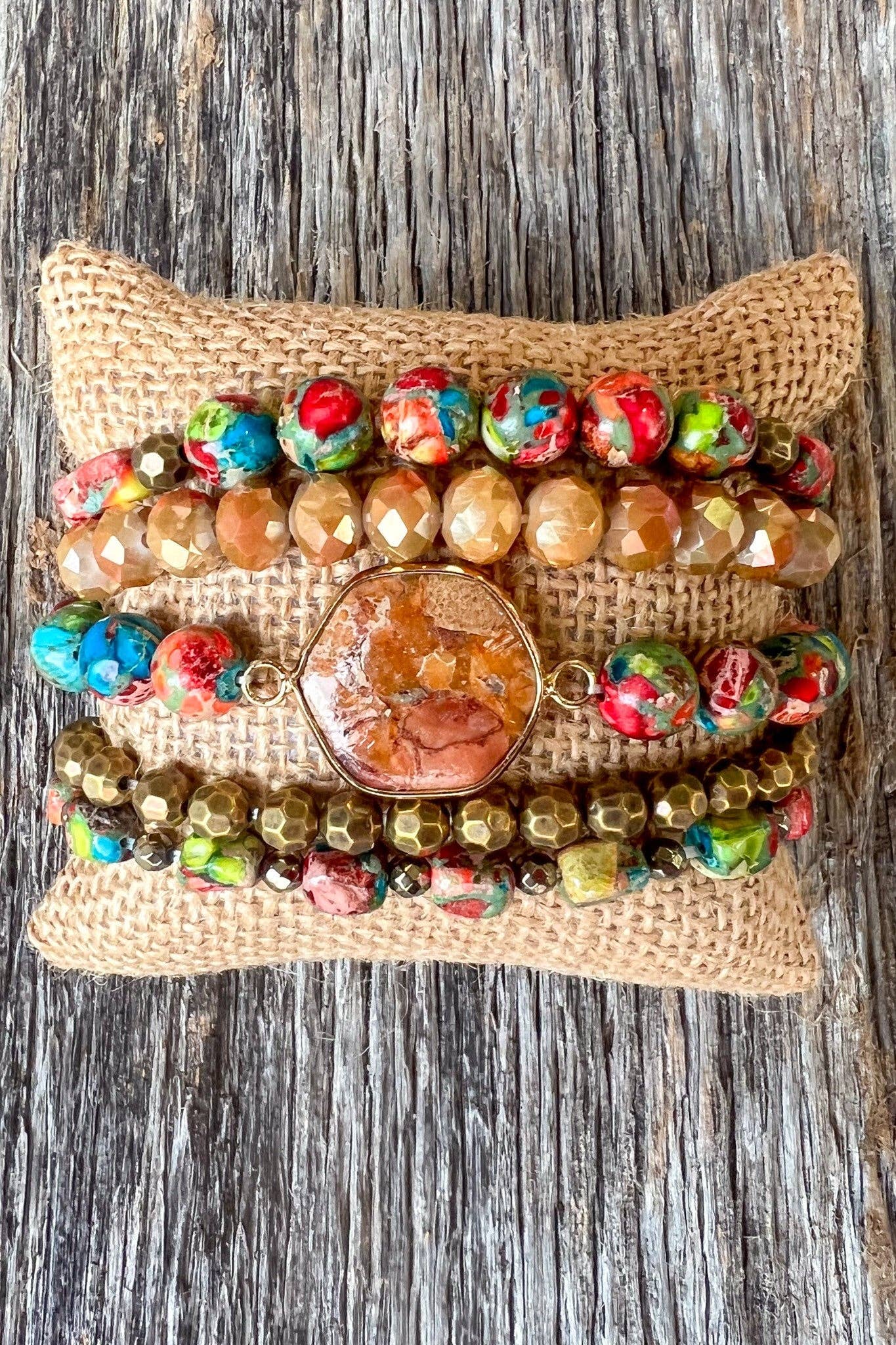 Janet Orange Necklace, Earring and Bracelet Set