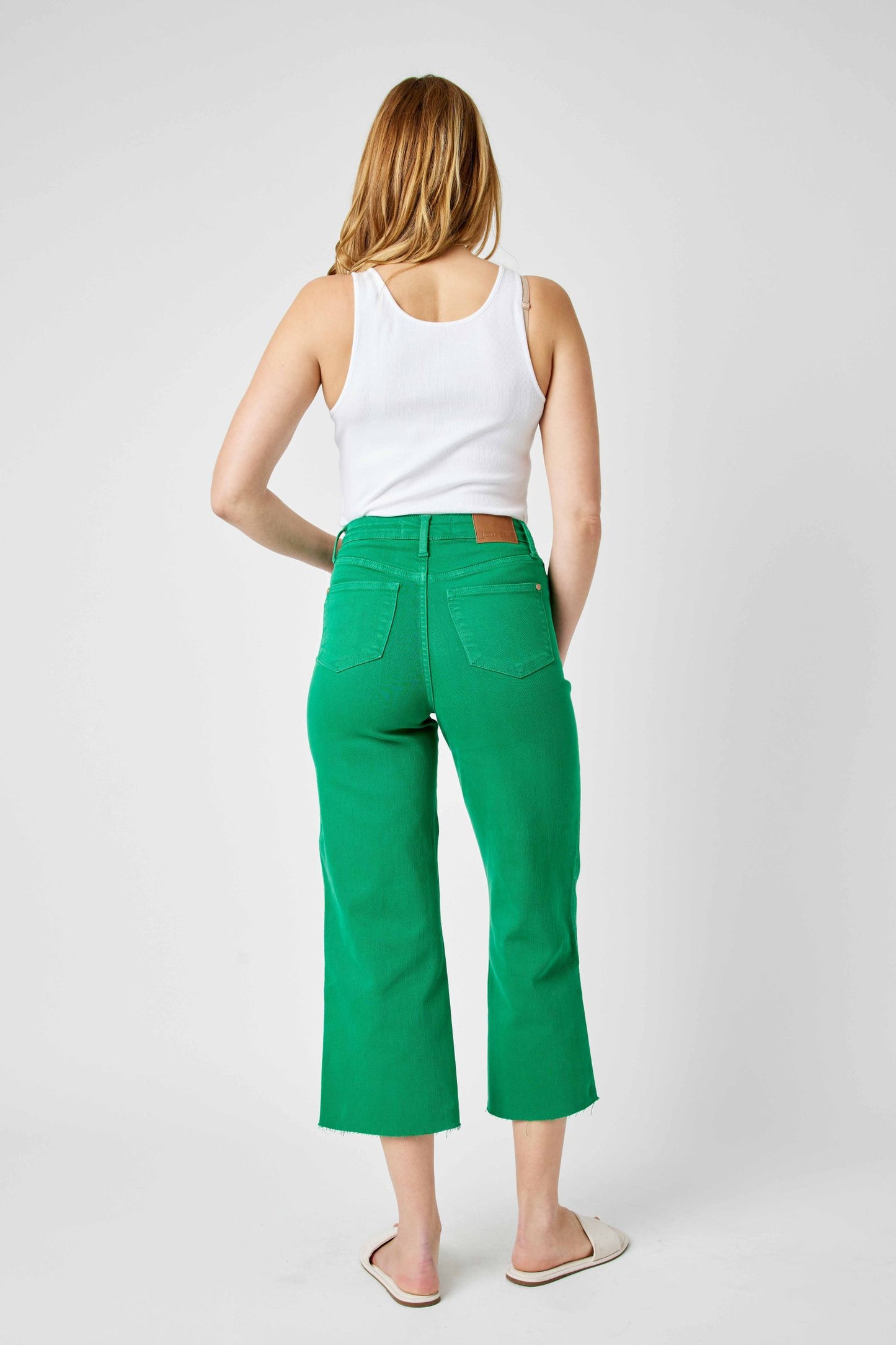 SALE* Judy Blue GREEN H/W Garment Dyed Tummy Control Crop Wide 88839