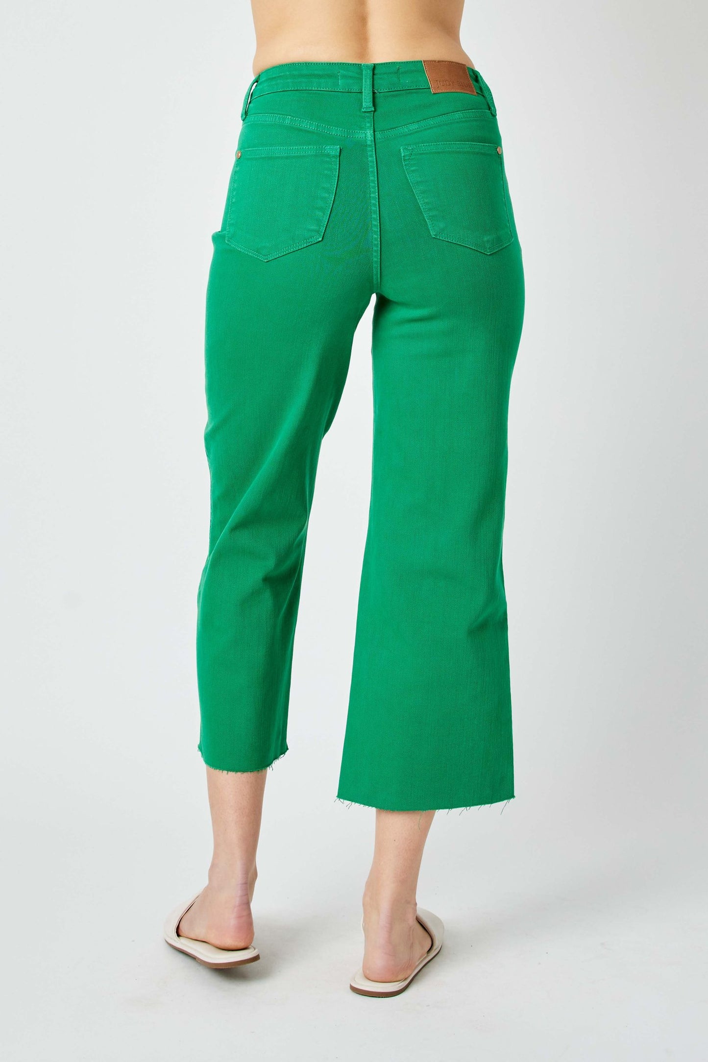 SALE* Judy Blue GREEN H/W Garment Dyed Tummy Control Crop Wide 88839